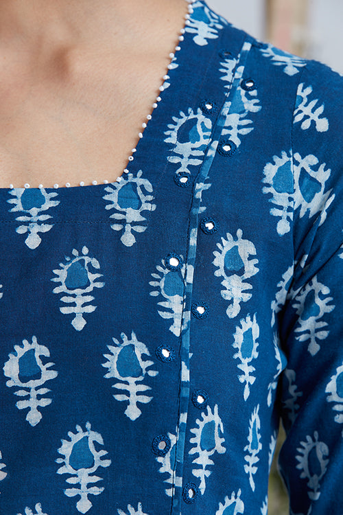 Okhai 'Waves' Hand Block Printed Pure Cotton Kurta Pant Set