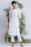Sweetness White Embroidered Cotton Kurta Pant Set For Women Online