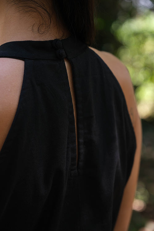 Okhai 'Midnight Black' Pure Cotton Hand Embroidered Kurta Pant Set