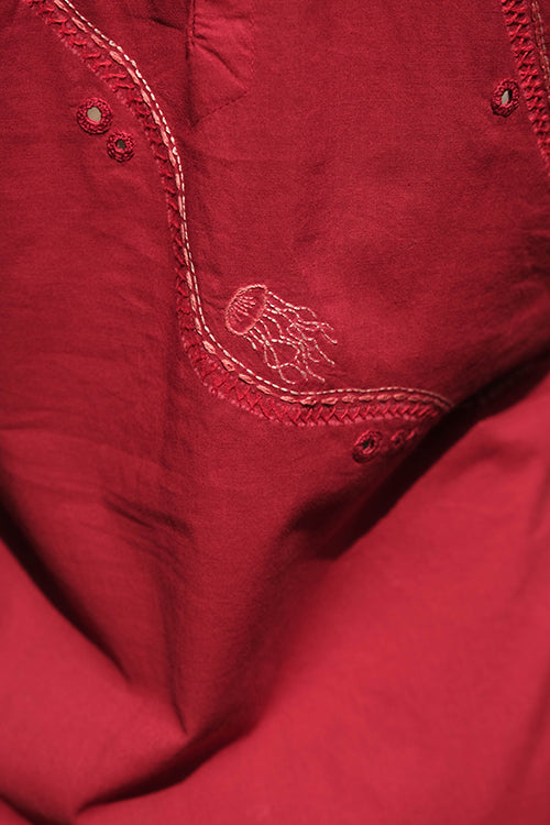 Okhai 'Magical Waves' Pure Cotton Hand Embroidered Mirror Work Kurta Pant Set