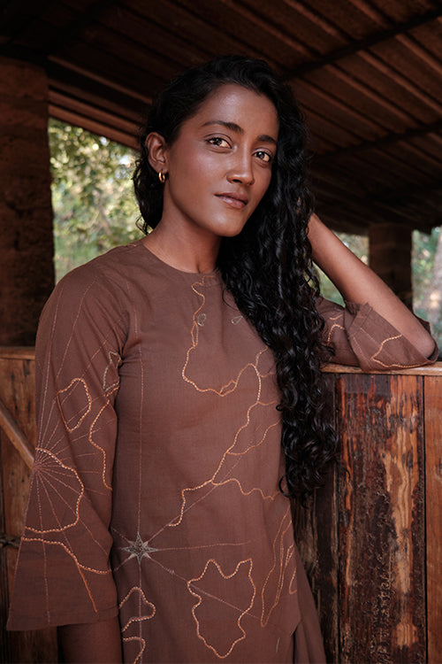 Map Embroidered Cotton Kurta Pant Set For Women Online