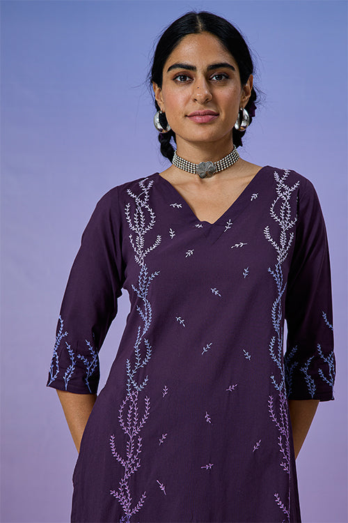 Okhai 'Playful' Pure Cotton Hand Embroidered Kurta Pant Set