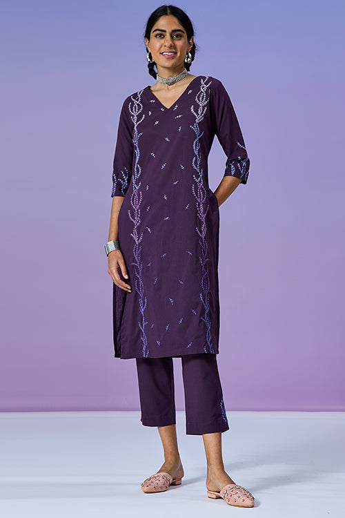 Okhai 'Playful' Pure Cotton Hand Embroidered Kurta Pant Set