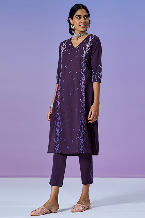 Okhai 'Playful' Pure Cotton Hand Embroidered Kurta Pant Set