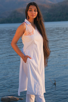 Sun Glitter Cotton Embroidered Cotton Kurta Pant Set For Women Online