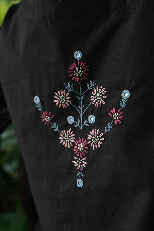 Okhai 'Sombre' Pure Cotton Hand Embroidered Mirror Work Kurta Pant Set