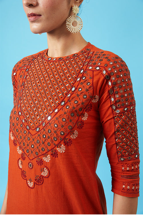 Okhai 'Duchess' Kutch Embroidered Kurta Pant Dupatta Set