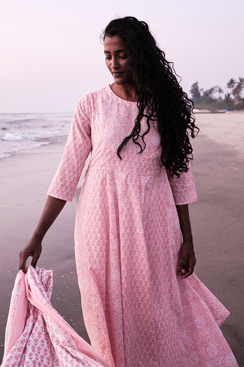 Awaken Block Printed Cotton Kurta Pant Dupatta Set For Women Online