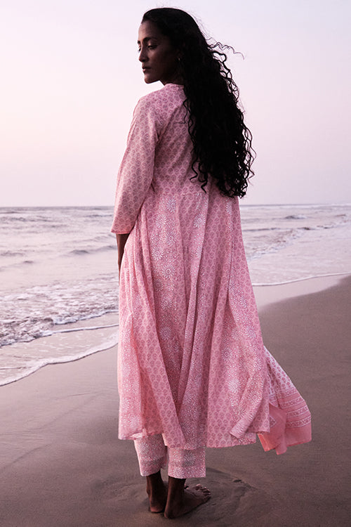 Okhai 'Awaken' Mul Cotton Hand Block Printed Kurta Pant Dupatta Set