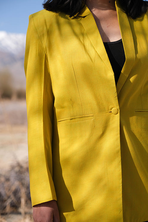 Dry Laburnum Yellow Pure Cotton Blazer For Women Online