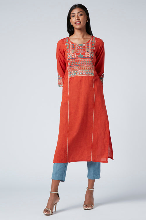 Okhai 'Rabari' Embroidered Cotton Kurta