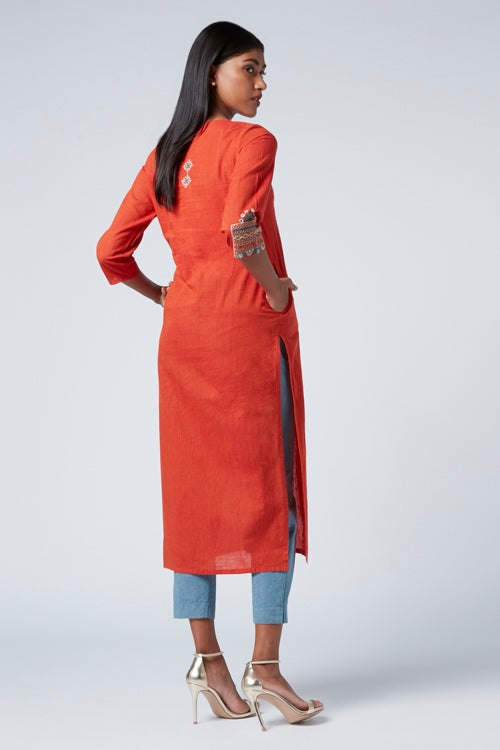 Okhai 'Rabari' Embroidered Cotton Kurta