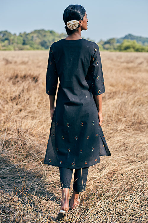 Okhai 'Spirit' Hand Embroidered Mirror Work Pure Cotton Long Kurta