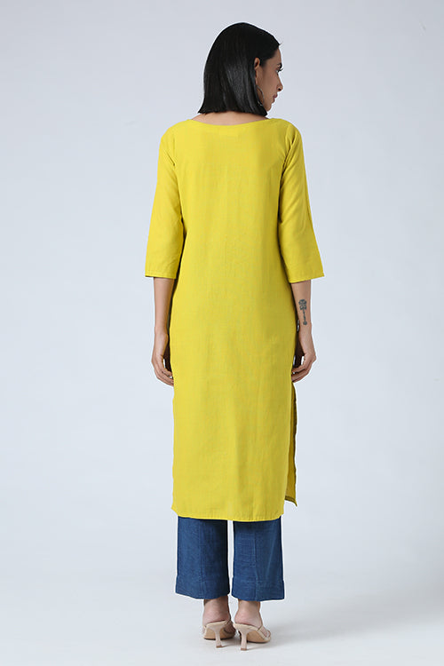 Okhai 'Sun Sparkle' Hand Embroidered  Mirror Work Pure Cotton Long Kurta