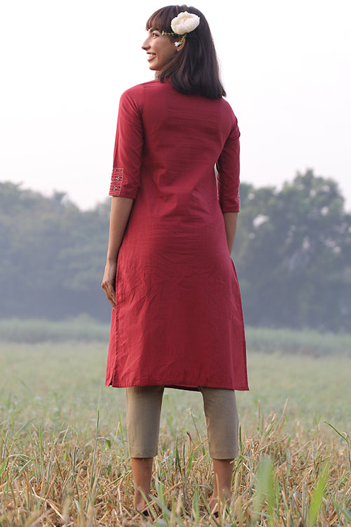 Okhai 'Marvel' Hand Embroidered Pure Cotton Kurta