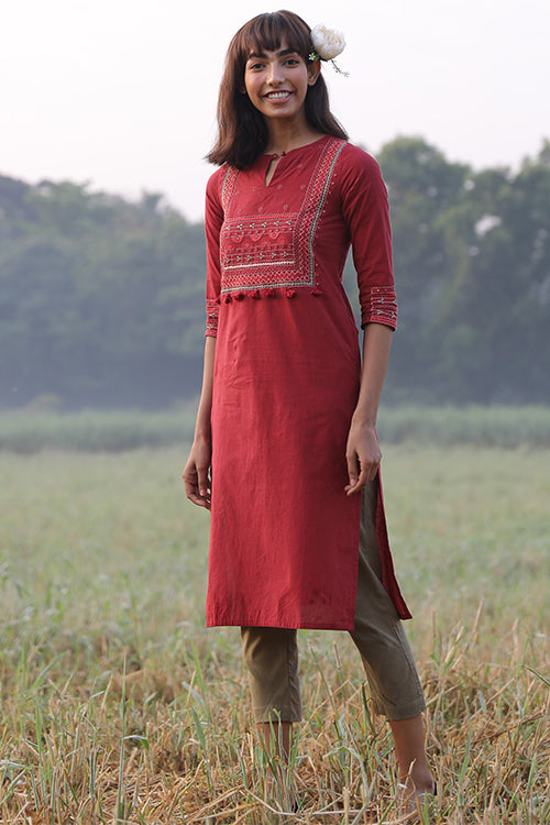 Okhai 'Marvel' Hand Embroidered Pure Cotton Kurta