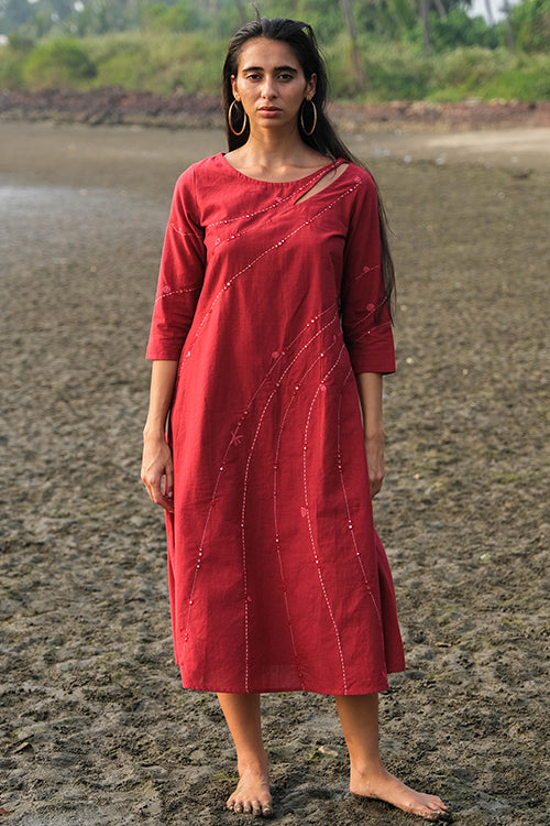 Joanna Pure Cotton Hand Embroidered Mirror Work Kurta For Women Online