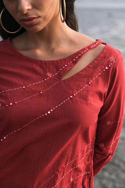 Joanna Pure Cotton Hand Embroidered Mirror Work Kurta For Women Online