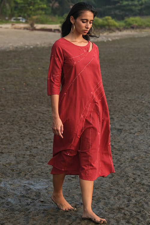 Okhai 'Joanna' Pure Cotton Hand Embroidered Mirror Work Kurta