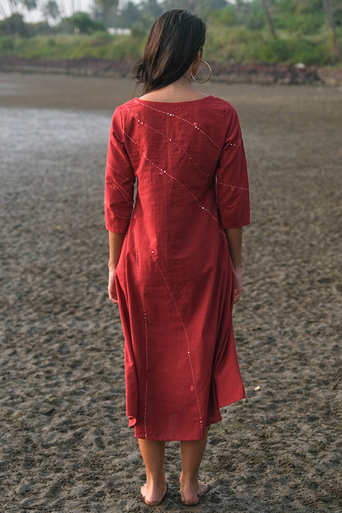 Okhai 'Joanna' Pure Cotton Hand Embroidered Mirror Work Kurta