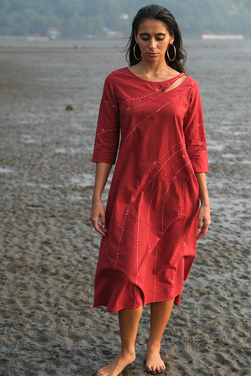 Okhai 'Joanna' Pure Cotton Hand Embroidered Mirror Work Kurta