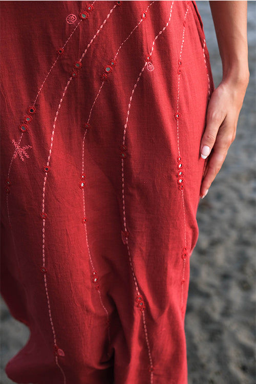 Okhai 'Joanna' Pure Cotton Hand Embroidered Mirror Work Kurta