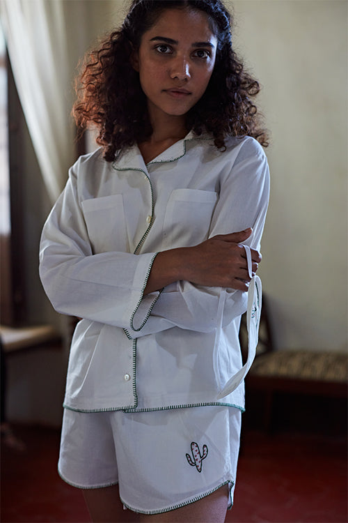 Okhai 'Summer' Pure Organic Cotton Hand Embroidered Night Suit