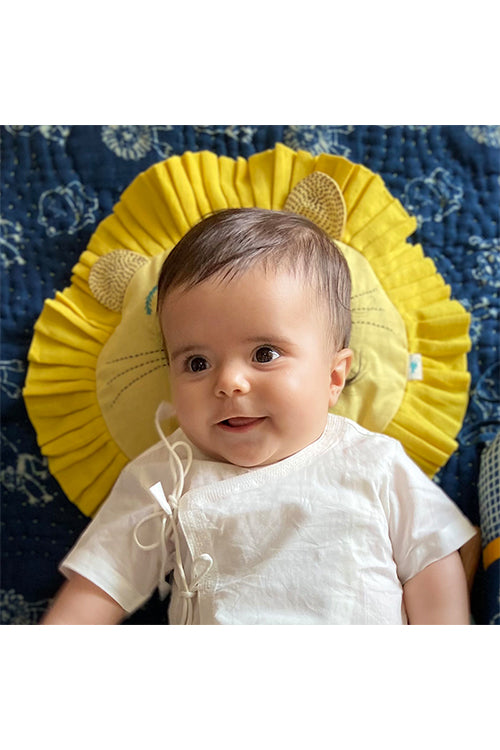 Whitewater Kids Newborn Gift Set - Organic Lion Mustard Seed Pillow with Maracas