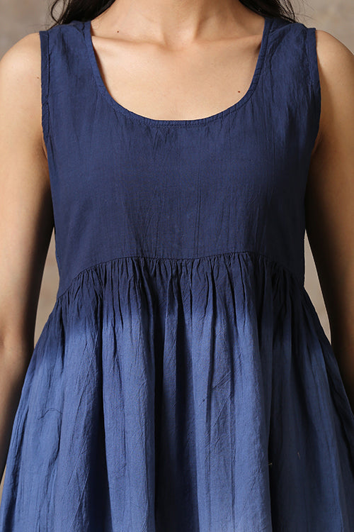 Uranus Pure Cotton Tie and Dye Indigo Dress For Women Online