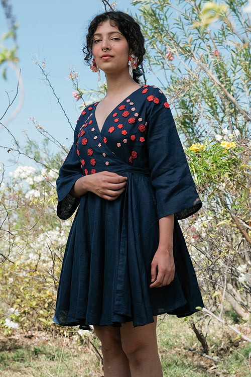 Bounce Pure Linen Hand Embroidered Summer Dress For Women Online