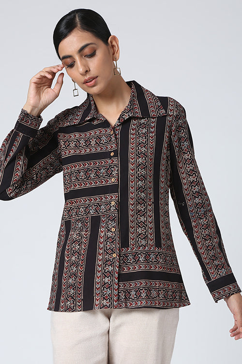Okhai 'Sophic' Ajrak Cotton Shirt for Women