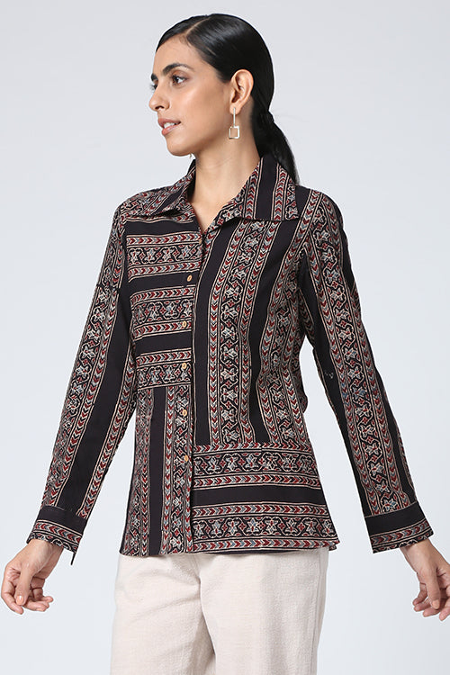 Okhai 'Sophic' Ajrak Cotton Shirt for Women