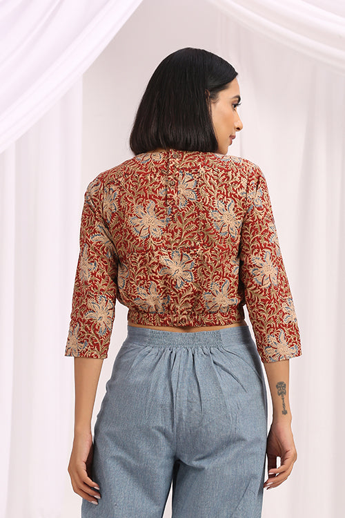 Okhai 'Jashan' Hand Block Printed Kalamkari Short Top