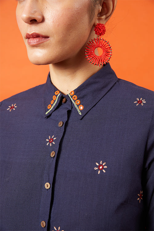 Okhai 'Noble Woman' Kutch Embroidered Pure Cotton Shirt