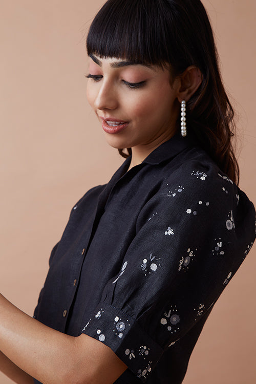 Okhai 'Mighty' Hand Embroidered Mirror Work Linen Shirt