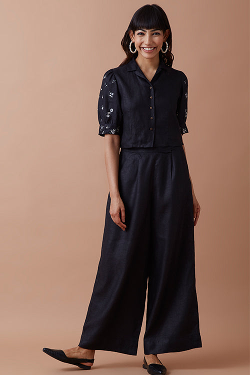 Okhai 'Mighty' Hand Embroidered Mirror Work Linen Shirt