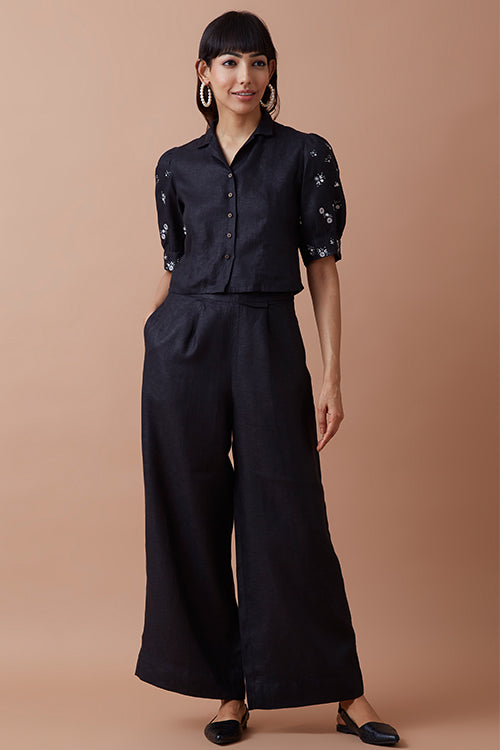 Okhai 'Mighty' Hand Embroidered Mirror Work Linen Shirt