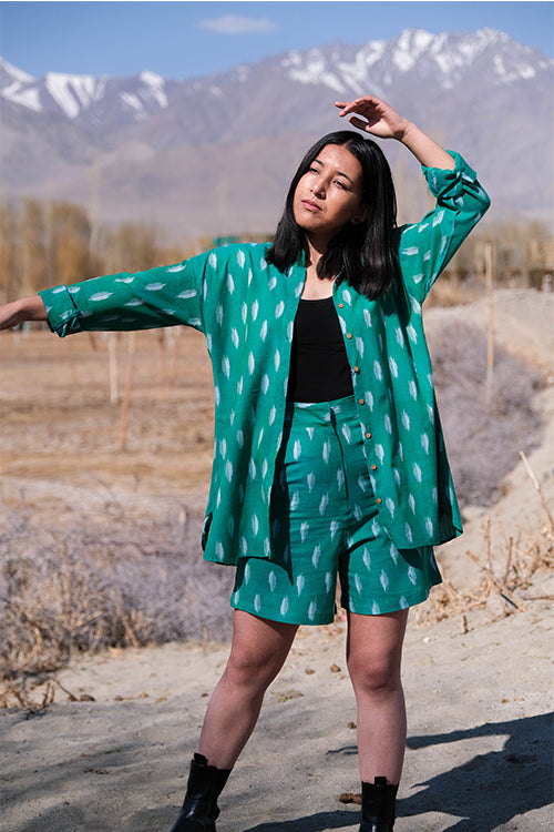 Okhai 'Countryside' Pure Cotton Handwoven Ikat Shirt