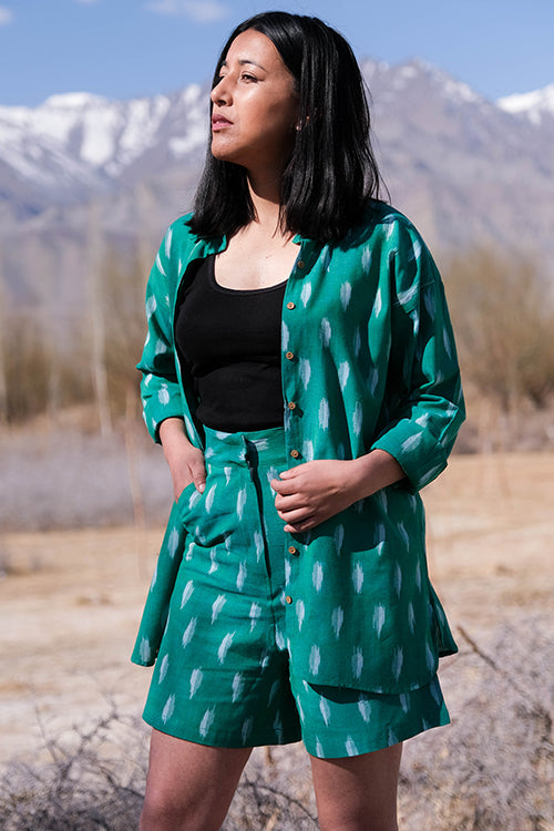 Okhai 'Countryside' Pure Cotton Handwoven Ikat Shirt