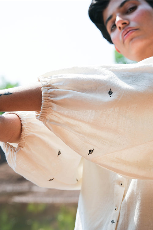 Okhai 'River Sky' Pure Cotton Handwoven Dobby Shirt