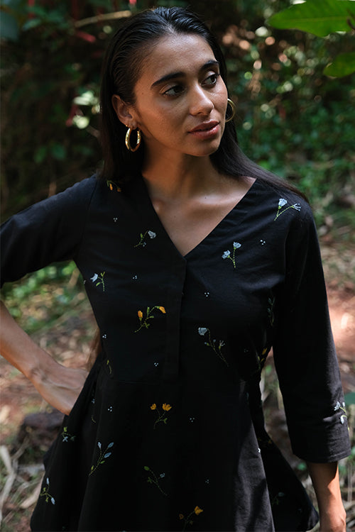 Okhai 'Lykke' Pure Cotton Hand Embroidered Peplum Top