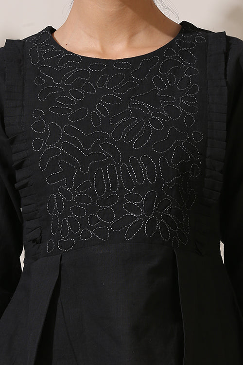 Okhai 'Black Oak' Applique Work Hand Embroidery Work Top