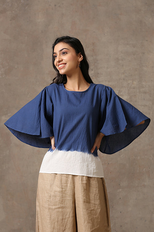 Okhai 'Blue Ocean' Pure Cotton Tie and Dye Top