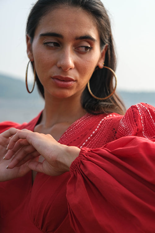 Okhai 'Seaweed' Pure Cotton Hand Embroidered Top
