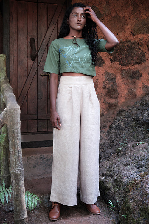 Okhai 'Earth' Hand Embroidered and Mirror Work Short Top