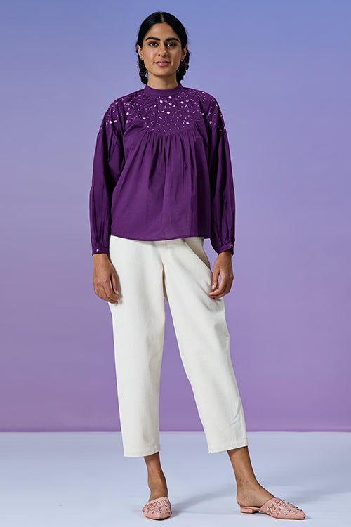 Okhai 'Boisterous' Pure Cotton Hand Embroidered Top