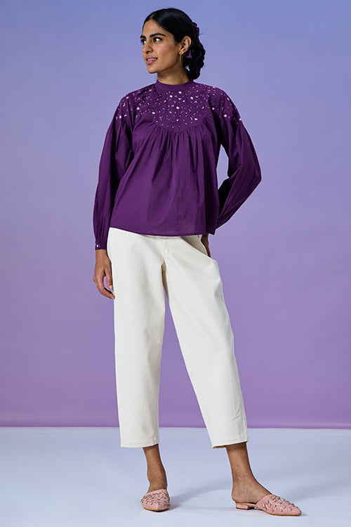 Okhai 'Boisterous' Pure Cotton Hand Embroidered Top