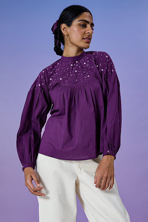 Okhai 'Boisterous' Pure Cotton Hand Embroidered Top