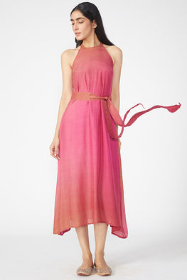 Okhai 'Rosa' Muslin Silk High Neck Sleeveless Dress