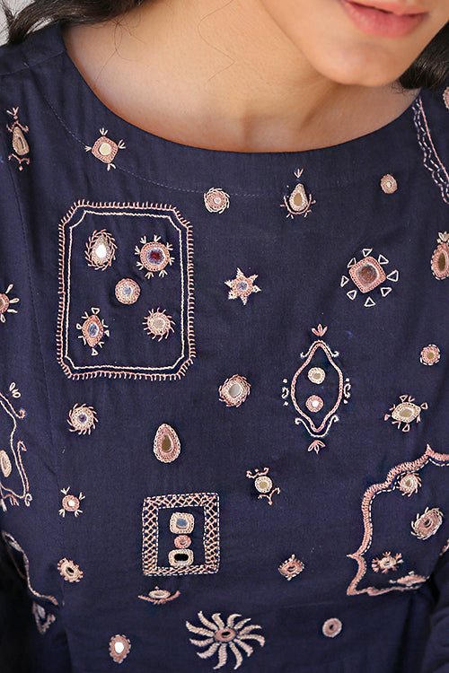 Okhai 'Luminary' Pure Cotton Hand Embroidered Mirror Work Dress